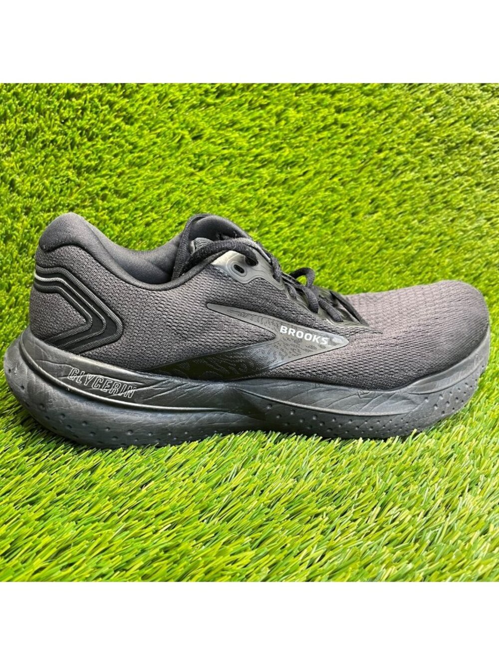Brooks Glycerin 21 Mens Size 12 Triple Black Athletic Running Shoes Sneakers